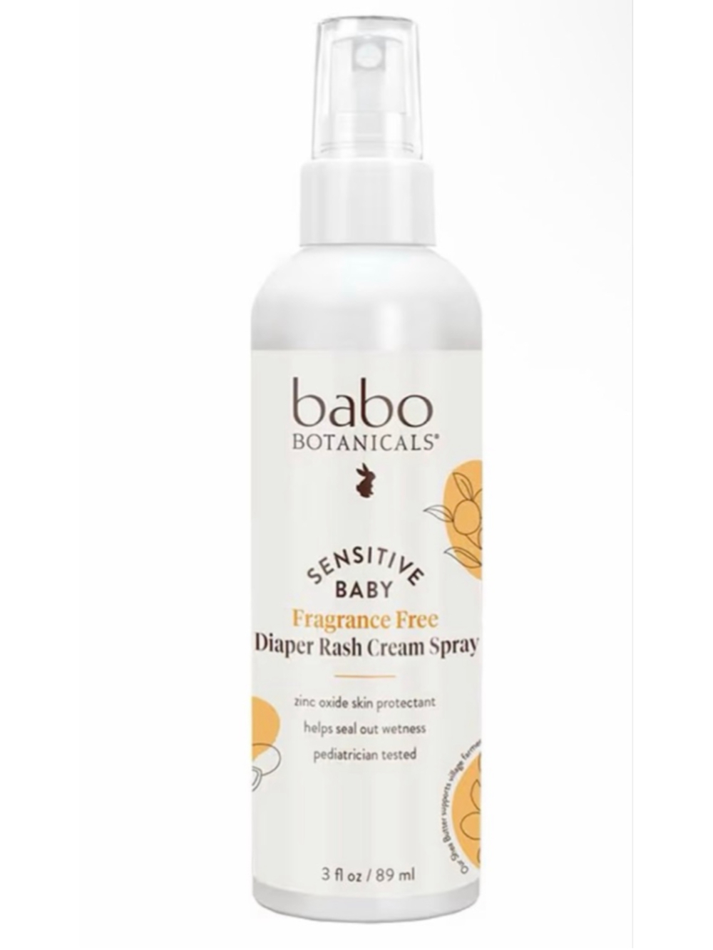 NEW Babo Botanicals Sensitive Baby Fragrance-Free Diaper Rash Cream Spray Zinc